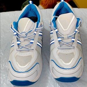 ORTHOFEET BIOFIT WO SIZE 12 WHITE BLUE COMFORT DIABETIC SHOES LIKE NEW CONDITION